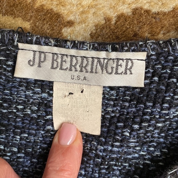 Chunky knit Cardigan Sweater Women’s boxy Cropped buttons woven Vintage Size M/L - Picture 4 of 9